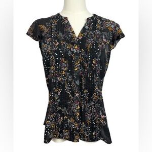 Simply Styled Black Floral Blouse Size S
